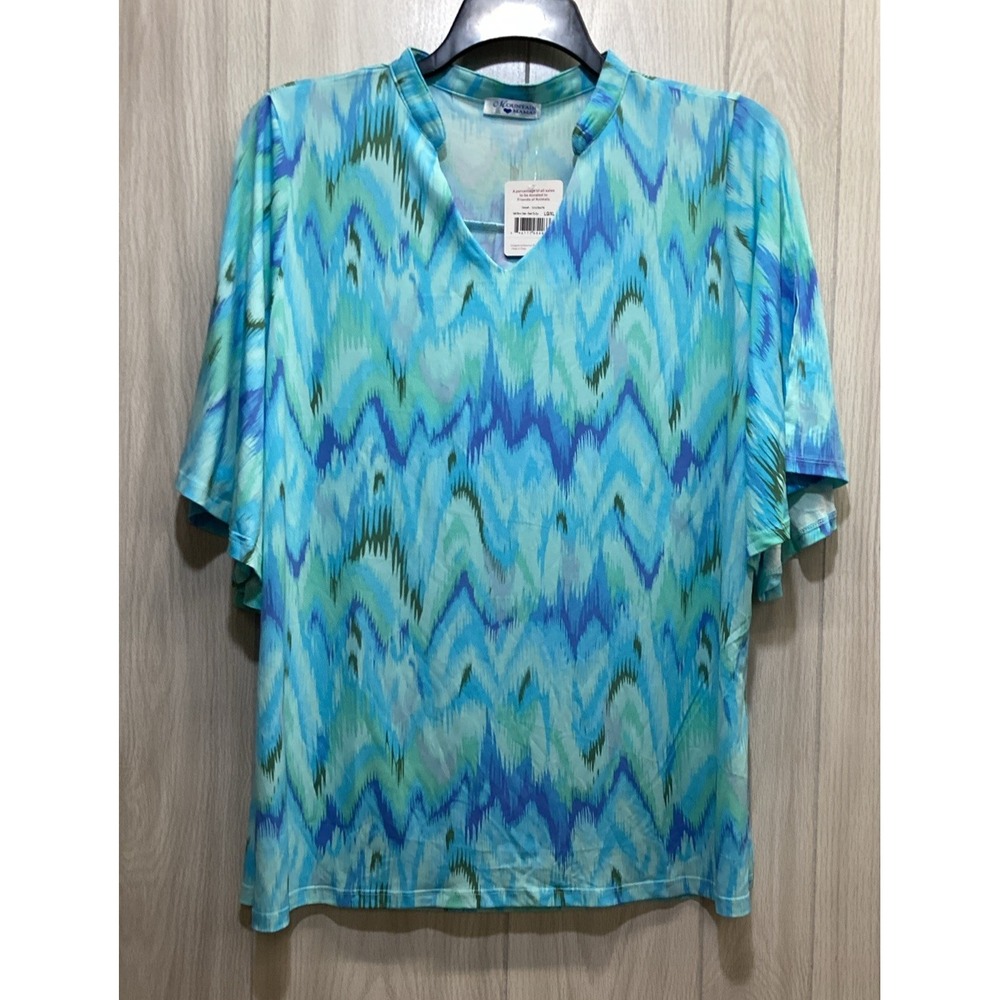 MOUNTAIN MAMAS Women's (Size L/XL) Short Sleeve V-Neck Tunic Stretch